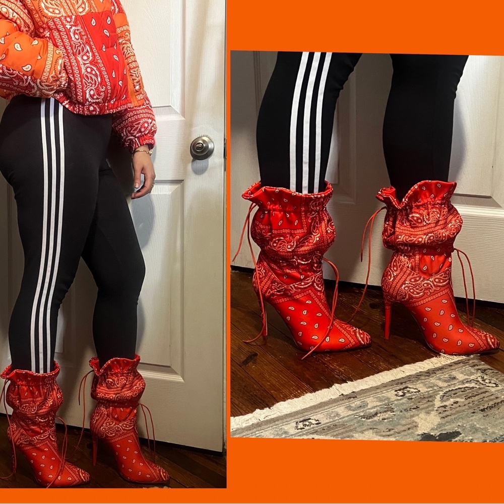 Orange heel bandana boots size 9